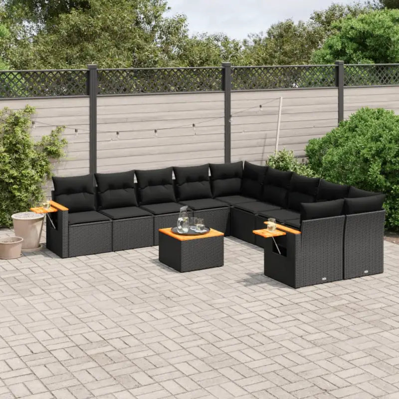 Beige loungeset met gepoedercoat staal en waterdichte tas voor buiten - Zwart / Met tafel - Tuinsets