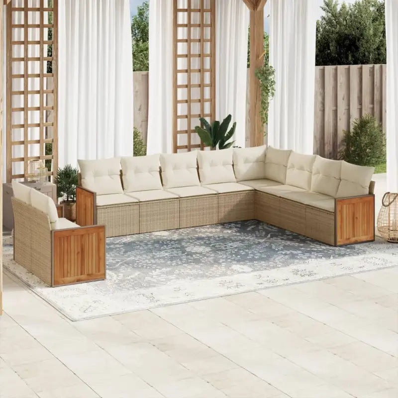 Beige loungeset met gepoedercoat staal en waterdichte zak voor buiten - beige en crèmekleurig / Zonder tafel - Tuinsets