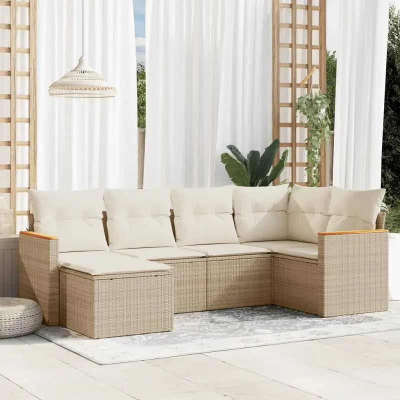 Beige loungeset met gepoedercoat staal voor buitenplezier - beige en crèmekleurig / Zonder tafel - Tuinsets