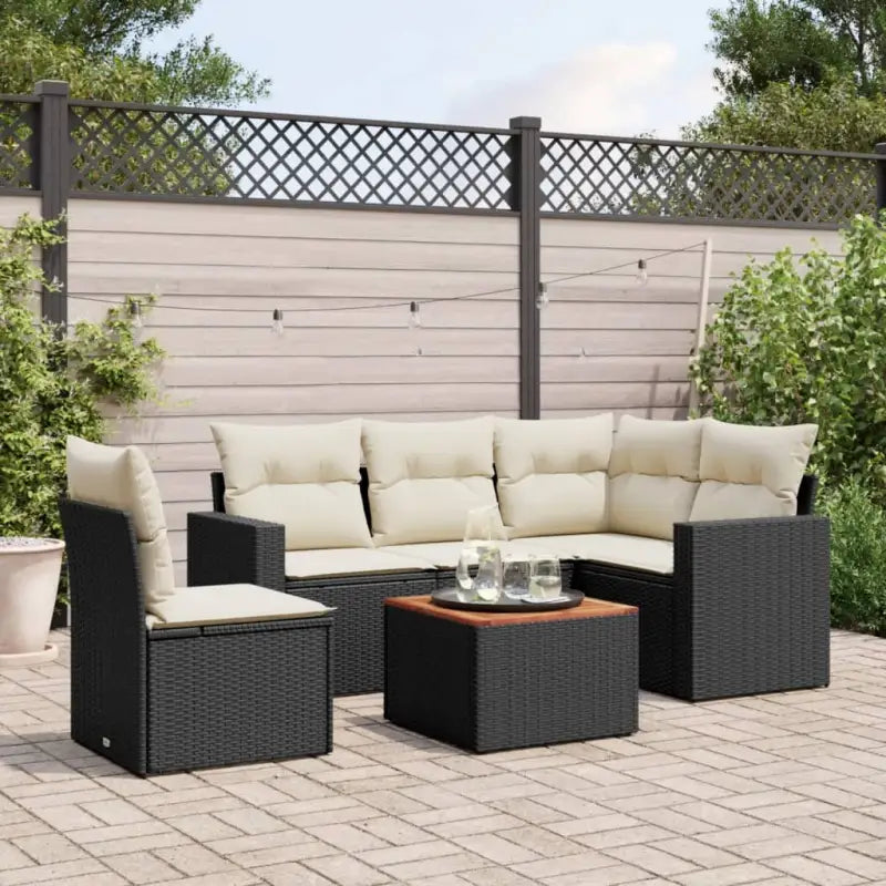 Beige loungeset met gepoedercoat staal voor jouw tuin of terras - Zwart en crème / 2x middle + table + 1x corner