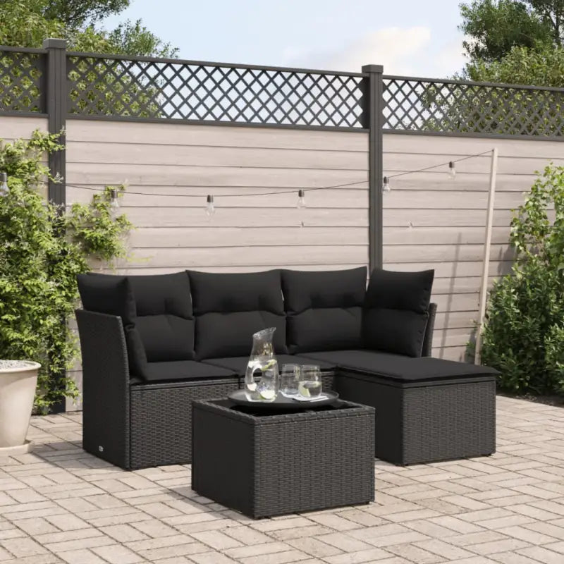 Beige Loungeset met Waterdichte Tas en Gepoedercoat Staal Afmetingen - Zwart / Met tafel - Tuinsets