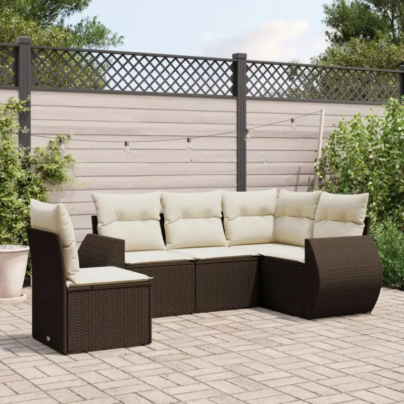 Beige loungeset met waterdichte tas en gepoedercoat staal voor buiten - Bruin en crème / Zonder tafel - Tuinsets