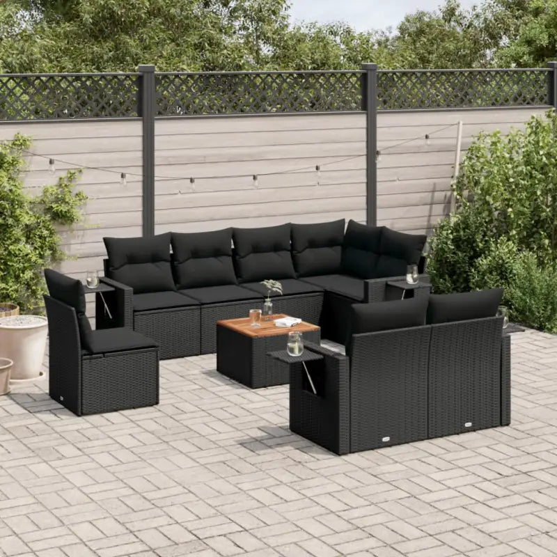 Beige loungeset met waterdichte tas en gepoedercoat staal voor buiten - Zwart / 3x midden + hoek + Tafel - Tuinsets