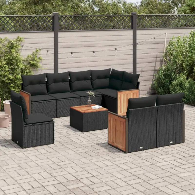 Beige loungeset met waterdichte tas en gepoedercoat staal voor buiten - Zwart / Met tafel - Tuinsets