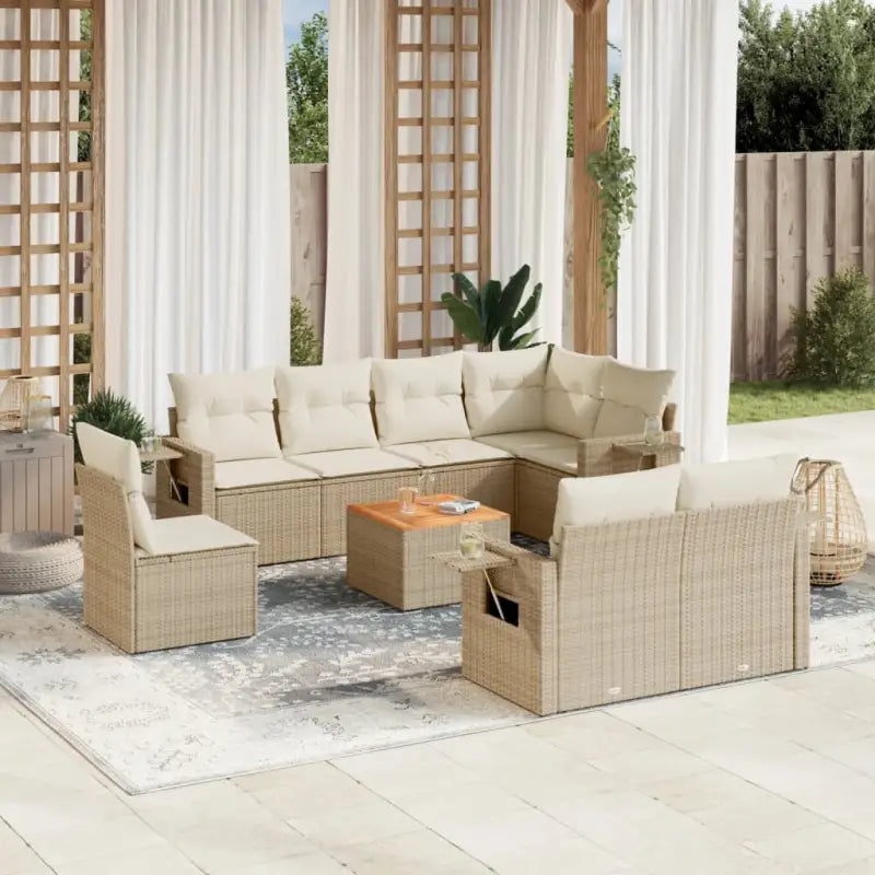 Beige loungeset met waterdichte tas en gepoedercoat staal voor buiten - beige en crèmekleurig / 3x midden + hoek
