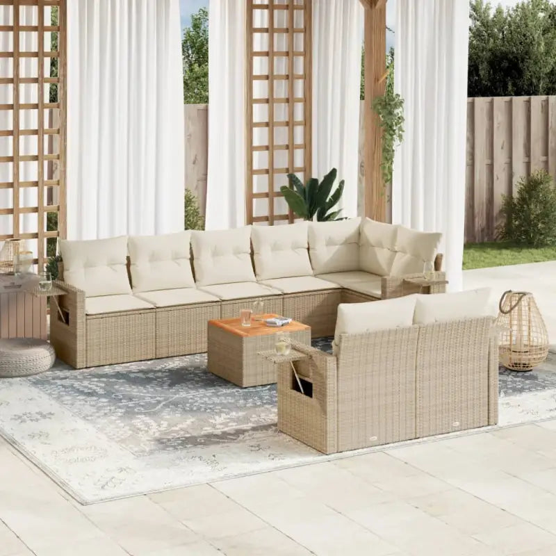 Beige loungeset met waterdichte tas en gepoedercoat staal voor buiten - beige en crèmekleurig / hoek + 3x midden
