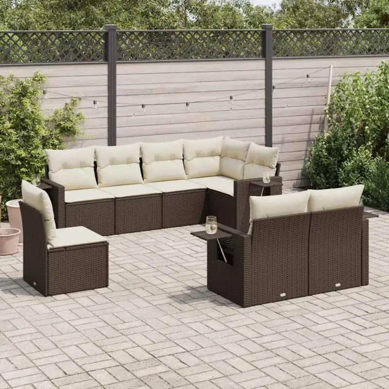 Beige Loungeset met Waterdichte Tas en Gepoedercoat Staal voor Buiten - Bruin en crème / Zonder tafel - Tuinsets