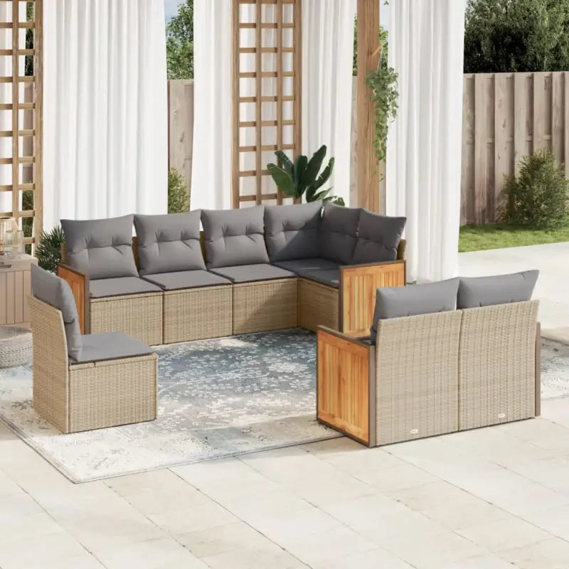Beige loungeset met waterdichte tas en gepoedercoat staal voor buiten - Beige en grijs / Zonder tafel - Tuinsets