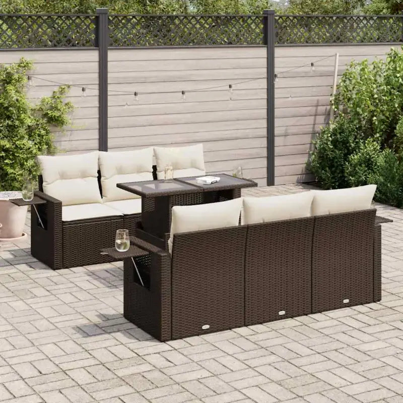 Beige loungeset met waterdichte zak en gepoedercoat staal voor je tuin - Bruin en crème - Tuinsets