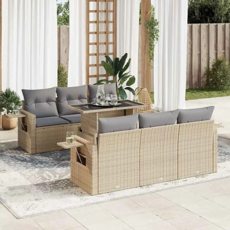 Beige loungeset met waterdichte zak en gepoedercoat staal voor je tuin - Tuinsets