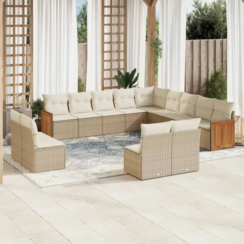 Beige loungeset met waterdichte zak en gepoedercoat staal voor buiten - beige en crèmekleurig / Zonder tafel - Tuinsets