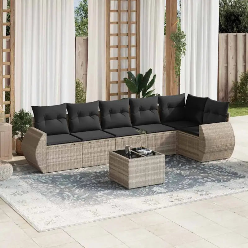 Beige loungeset van gepoedercoat staal met ideale afmetingen voor tuin - Lichtgrijs / Zonder tafel - Tuinsets