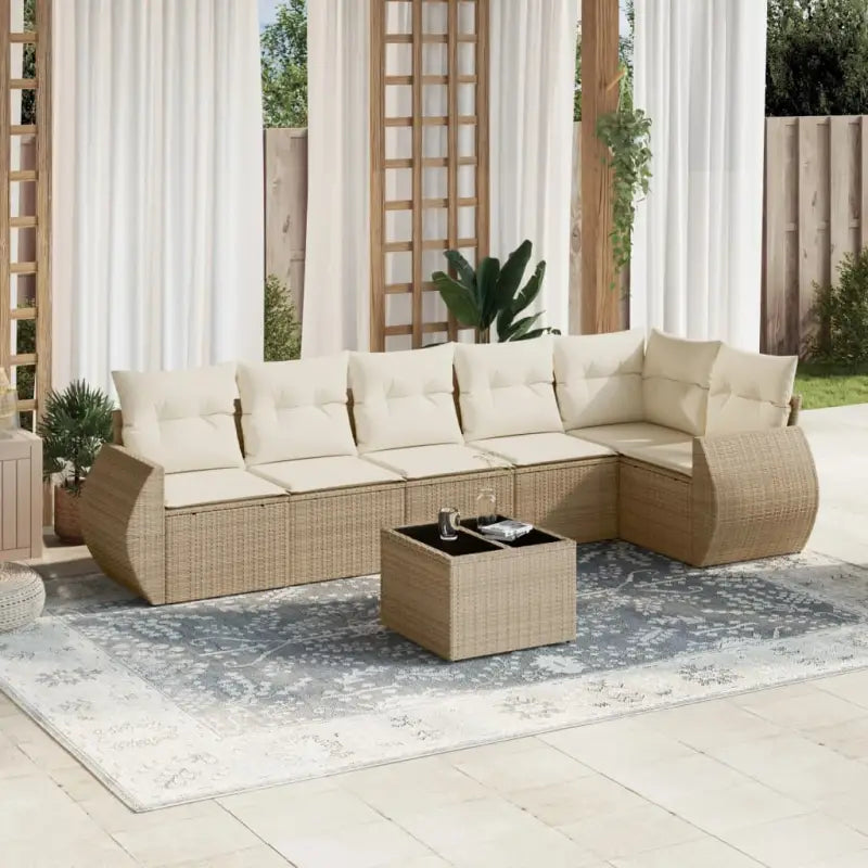 Beige loungeset van gepoedercoat staal met ideale afmetingen voor tuin - beige en crèmekleurig / Zonder tafel - Tuinsets