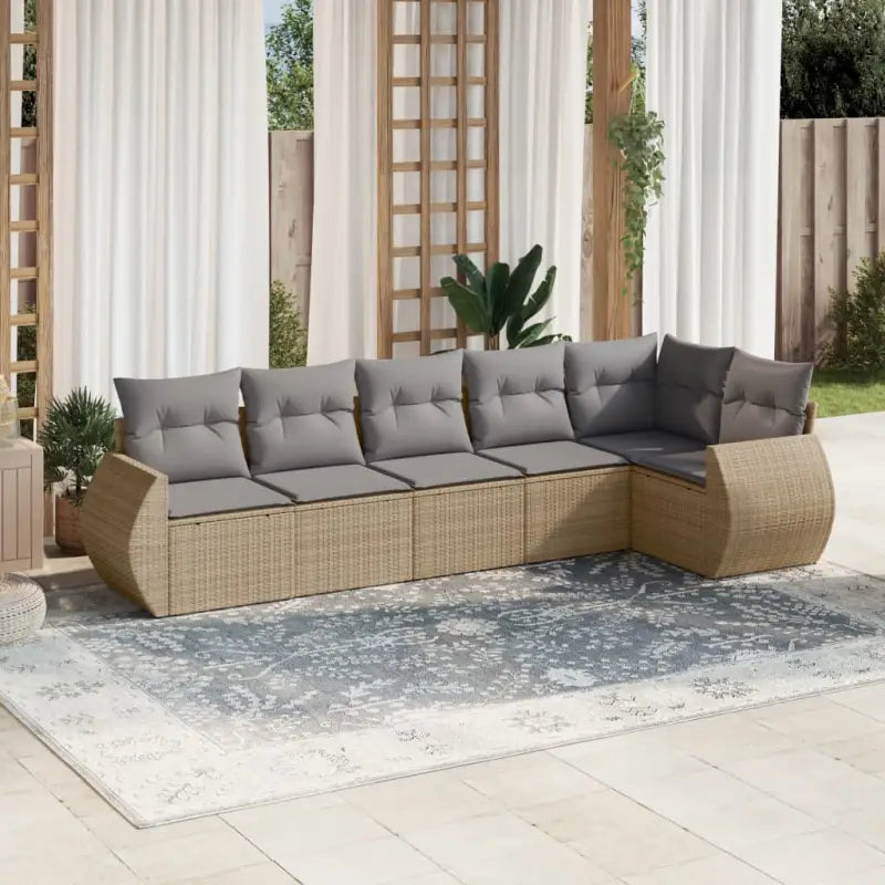 Beige loungeset van gepoedercoat staal met ideale afmetingen voor tuin - Beige en grijs / Met tafel - Tuinsets