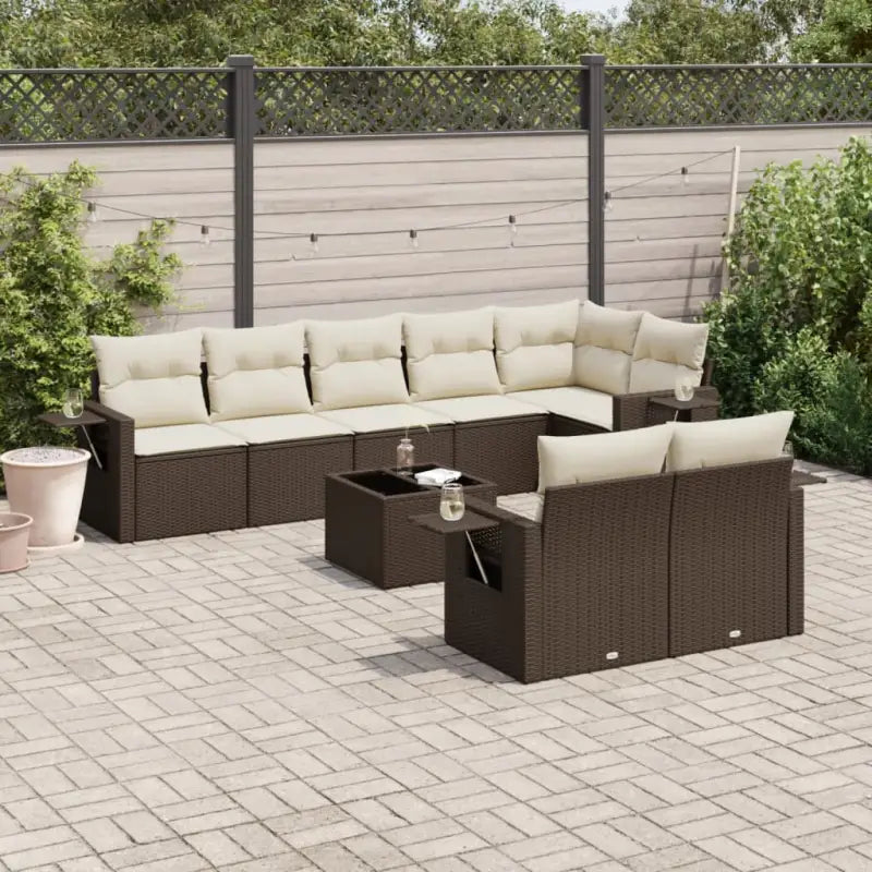 Beige loungeset van gepoedercoat staal met optimale afmetingen voor tuinhet terras - Bruin en crème / Zonder tafel