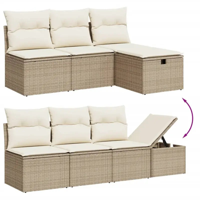 Beige loungeset van gepoedercoat staal met perfecte afmetingen voor tuin - Tuinsets