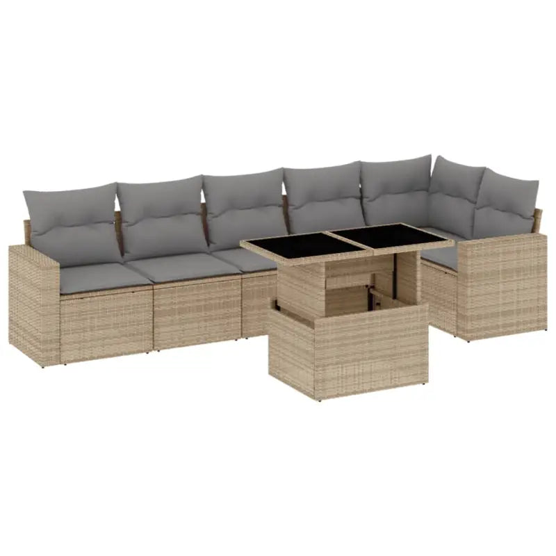 Beige materiaal loungeset met gepoedercoat staal en afmetingen voor tuin - Tuinsets