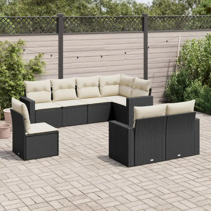 Beige materiaal loungeset met gepoedercoat staal en afmetingen voor buiten - Zwart en crème / Zonder tafel - Tuinsets