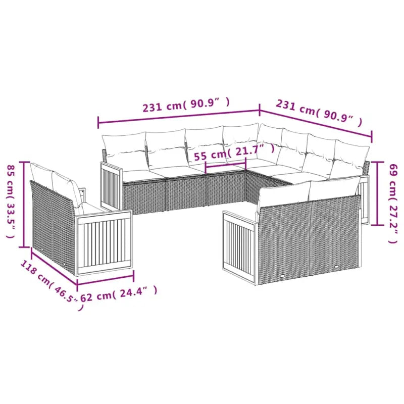 Beige materiaal loungeset met gepoedercoat staal en comfortabele afmetingen - Tuinsets