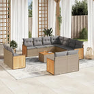 Beige materiaal loungeset met gepoedercoat staal en comfortabele afmetingen - Beige en grijs / Met tafel - Tuinsets