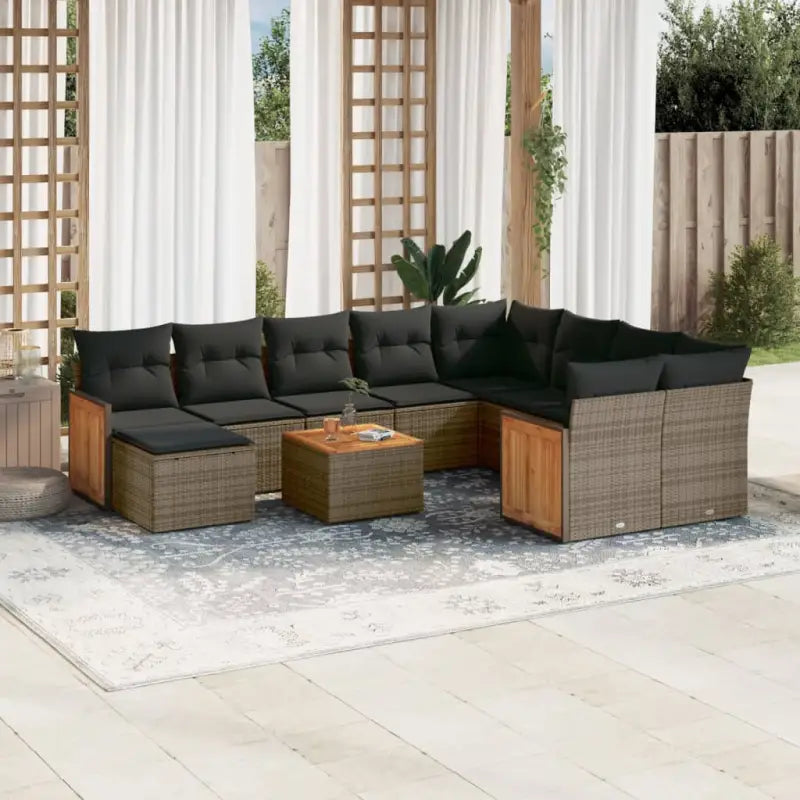 Beige materiaal loungeset met gepoedercoat staal en passende afmetingen - Grijs - Tuinsets