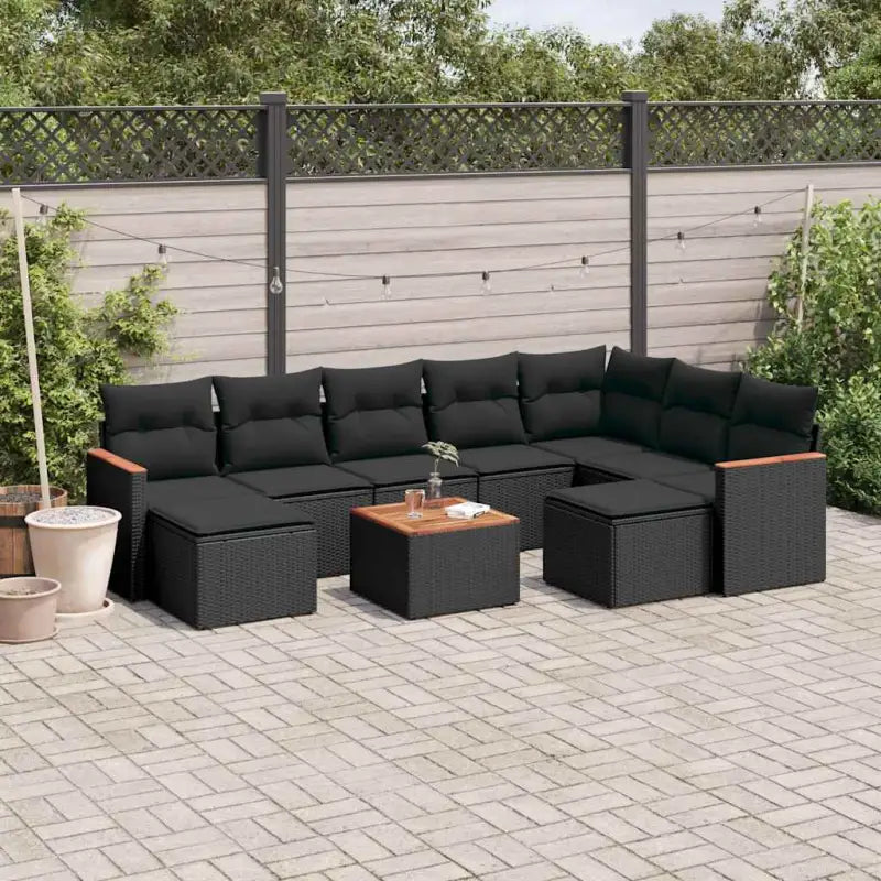 Beige materiaal loungeset met gepoedercoat staal en waterdichte tas - Zwart / Met tafel - Tuinsets