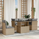 Beige materiaal loungeset met gepoedercoat staal voor jouw tuin of terras - Beige en grijs / Met tafel - Tuinsets
