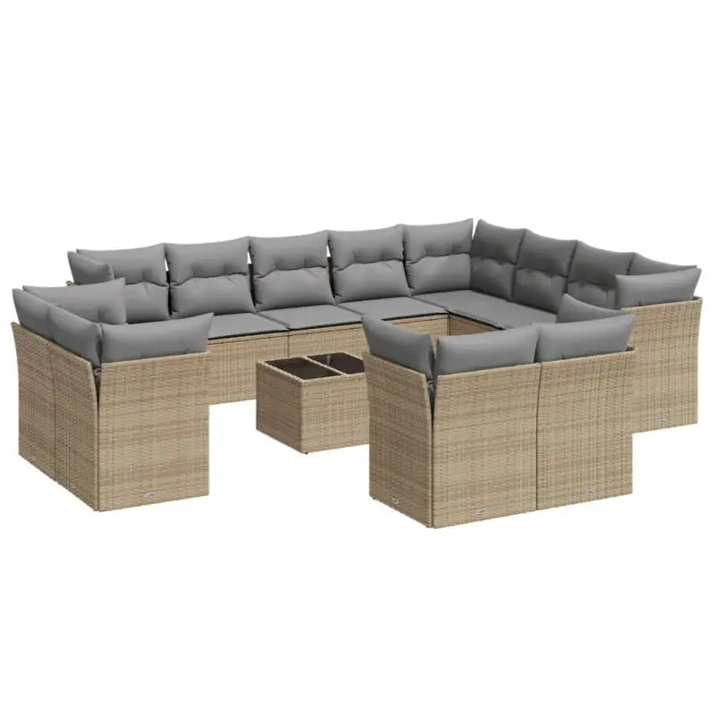 Beige materiaal loungeset met poly rattan en gepoedercoat staal - Tuinsets