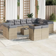 Beige materiaal loungeset met poly rattan en gepoedercoat staal - Tuinsets
