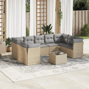 Beige materiaal loungeset met poly rattan en gepoedercoat staal afmetingen - Tuinsets