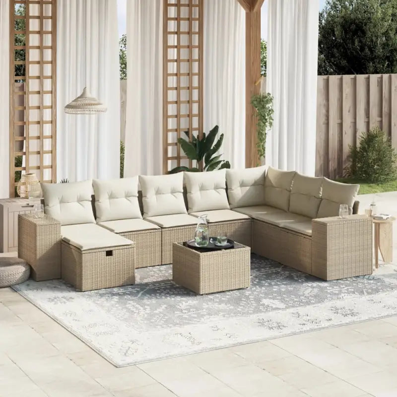 Beige materiaal tuinstoelset met gepoedercoat staal afmetingen - beige en crèmekleurig / zonder opbergruimte - Tuinsets