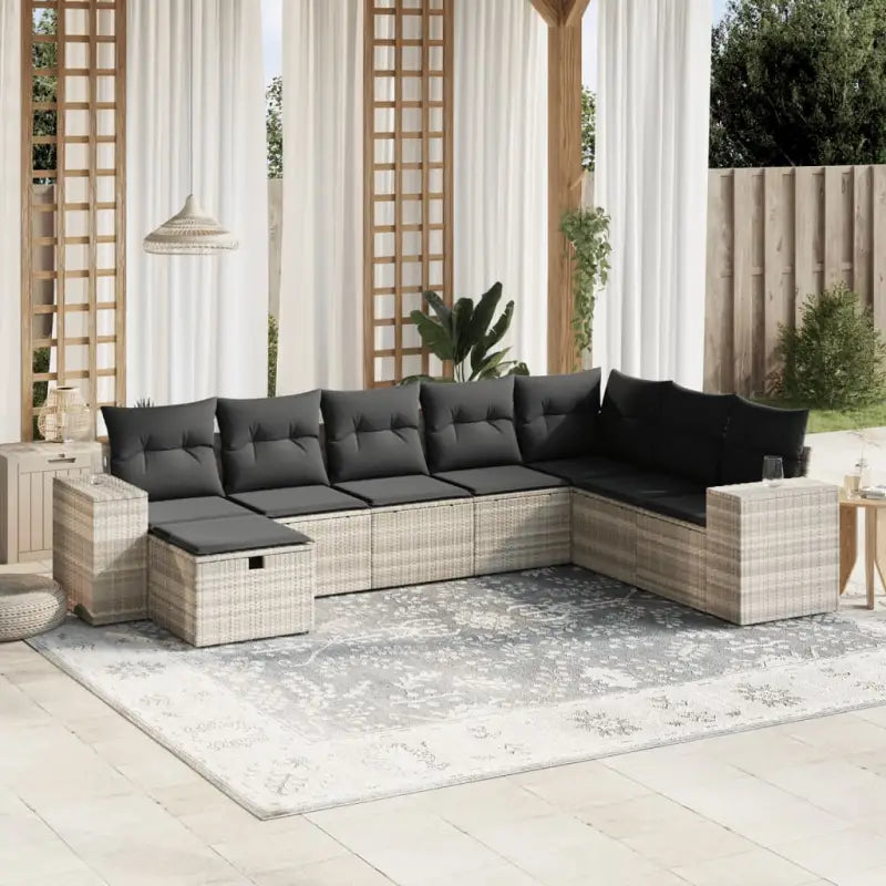 Beige materiaal tuinstoelset met gepoedercoat staal afmetingen - Lichtgrijs / zonder opbergruimte - Tuinsets