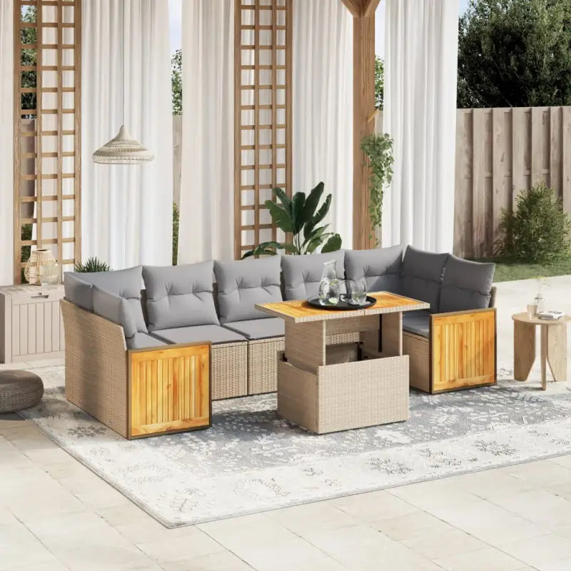 Beige material loungeset met gepoedercoat staal en comfortabele afmetingen - Tuinsets