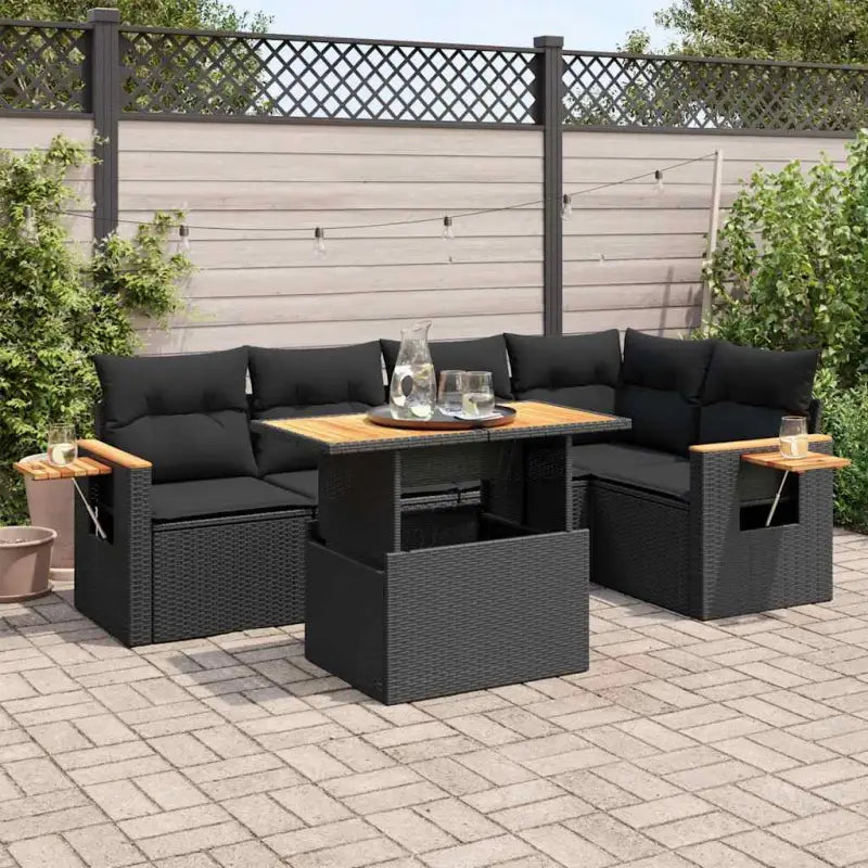 Beige tuin loungeset van gepoedercoat staal met comfortabele afmetingen - Zwart / met opbergruimte - Tuinsets