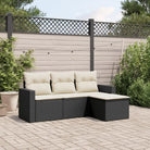 Beige tuinbank van gepoedercoat staal voor terras en achtertuin - Zwart en crème / Zonder tafel - Tuinsets