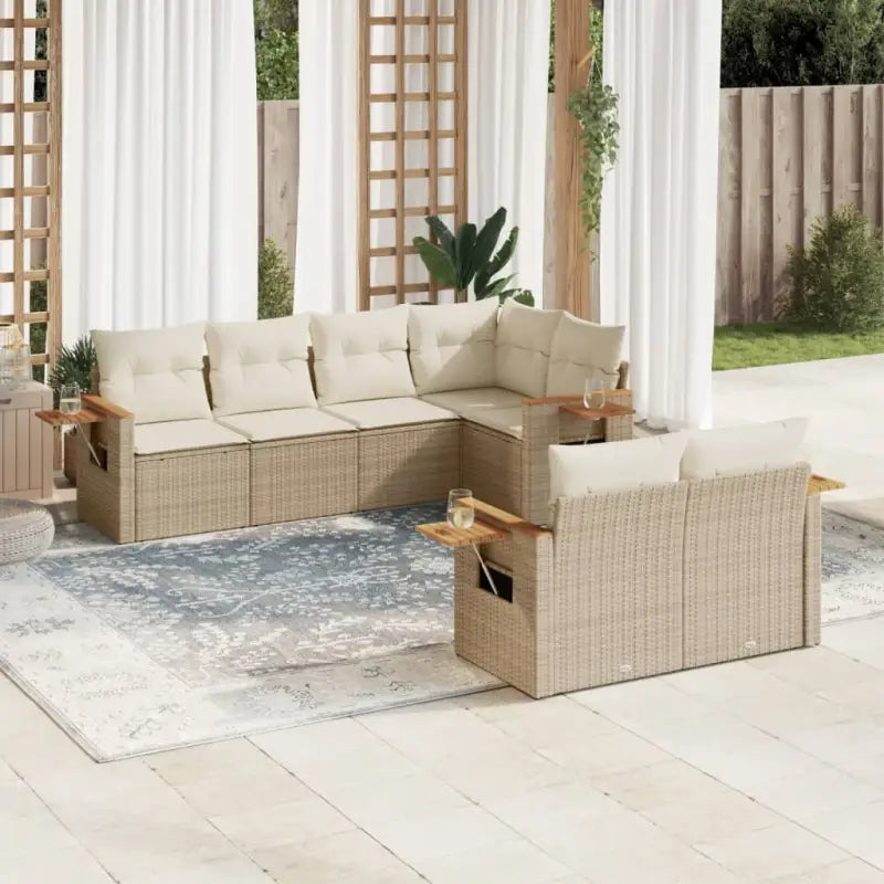 Beige tuinset met gepoedercoat staal en comfortabele afmetingen zitting - beige en crèmekleurig - Tuinsets