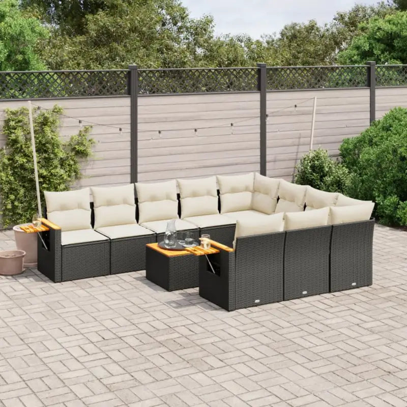 Beige tuinstoelset met gepoedercoat staal en waterdichte tas - Zwart en crème / Met tafel - Tuinsets