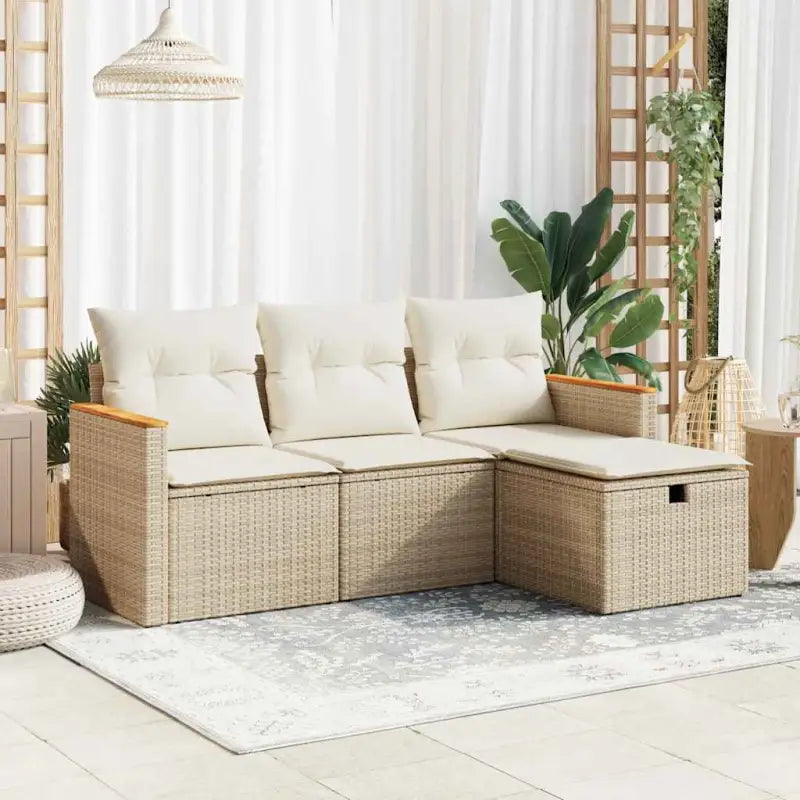 Beige tuinstoelset van gepoedercoat staal met ideale afmetingen - beige en crèmekleurig / met opbergruimte - Tuinsets