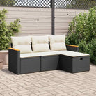Beige tuinstoelset van gepoedercoat staal met ideale afmetingen - Zwart en crème / met opbergruimte - Tuinsets