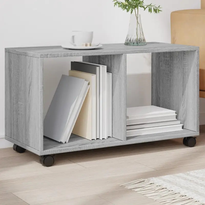Bewerk hout bijzettafel met verplaatsbare kast voor drankjes en decoratie - Grijs sonoma / 1 / 72 cm - Bijzettafels