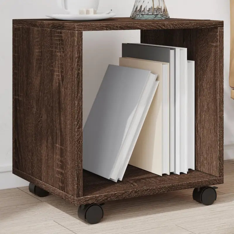 Bewerk hout bijzettafel met verplaatsbare kast voor drankjes en decoratie - bruin eikenkleur / 1 / 37 cm - Bijzettafels