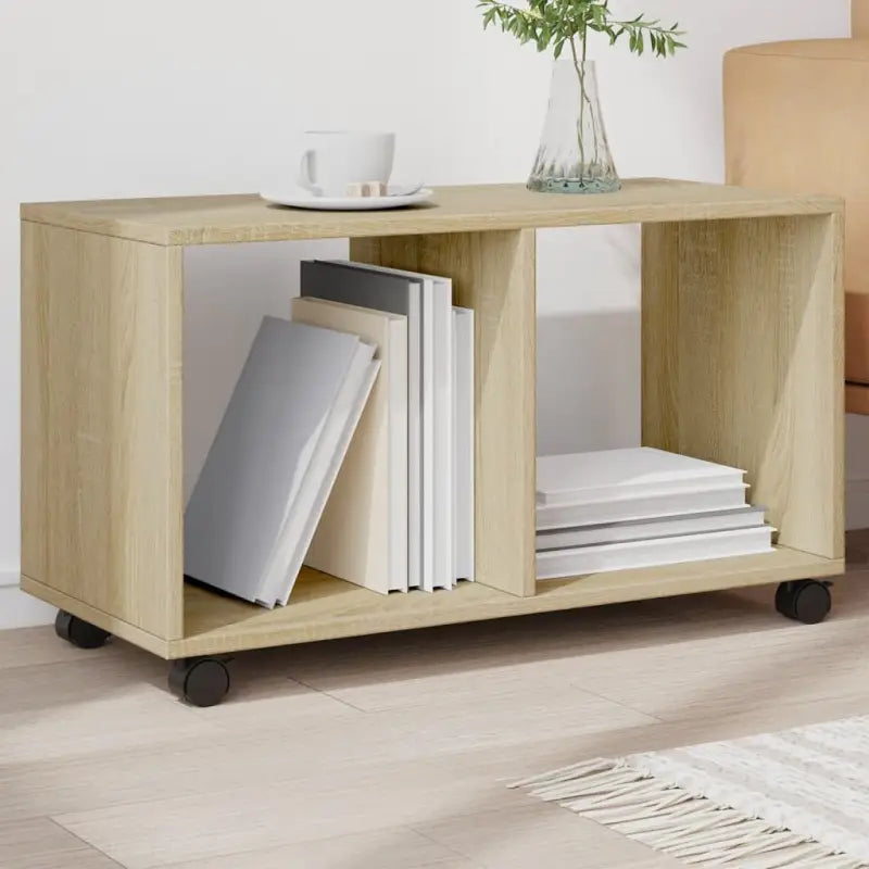 Bewerk hout bijzettafel met verplaatsbare kast voor drankjes en decoratie - Sonoma eiken / 1 / 72 cm - Bijzettafels