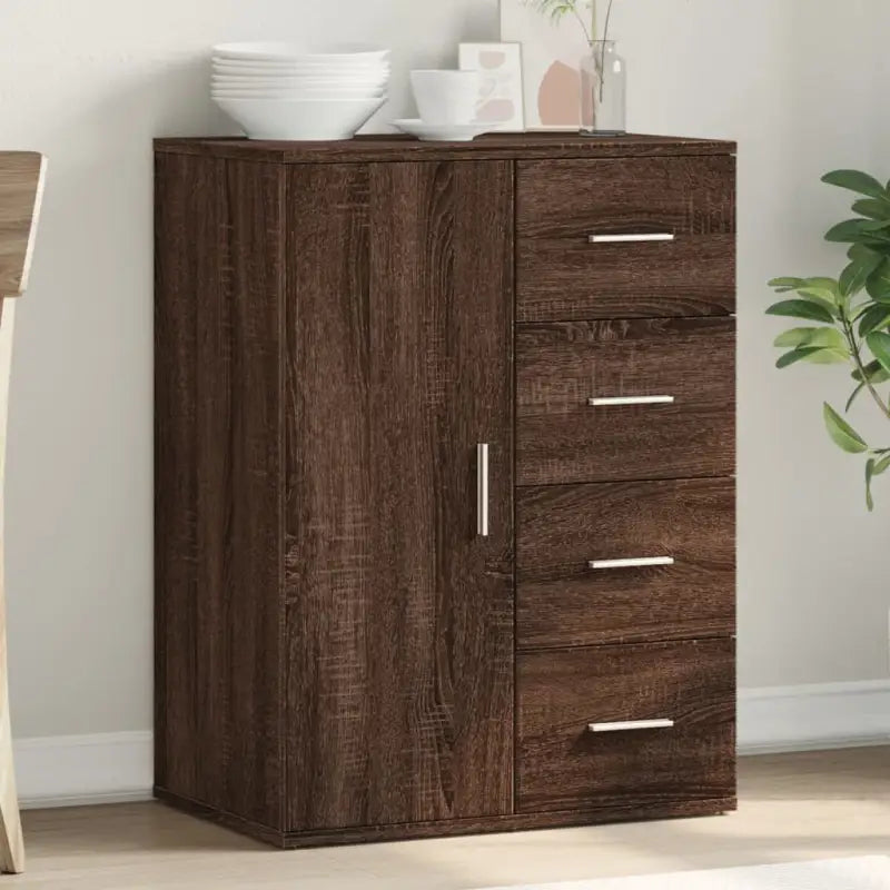 Bewerk hout Dressoir en Buffetkast met trendy en duurzaam ontwerp - bruin eikenkleur / 1 - Dressoirs & buffetkasten