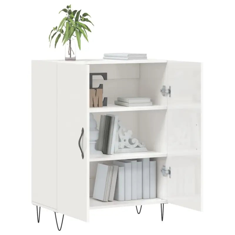 Bewerk hout dressoir in hoogglans wit met tijdloze uitstraling - Dressoirs & buffetkasten