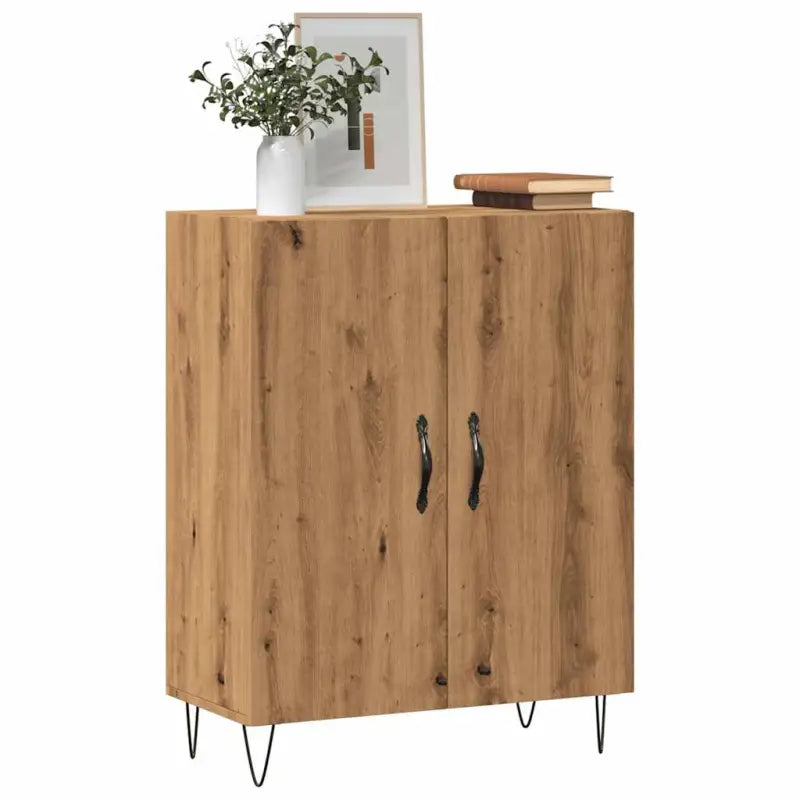 Bewerk hout dressoir in hoogglans wit met tijdloze uitstraling - artisanaal eikenkleurig / 1 - Dressoirs & buffetkasten