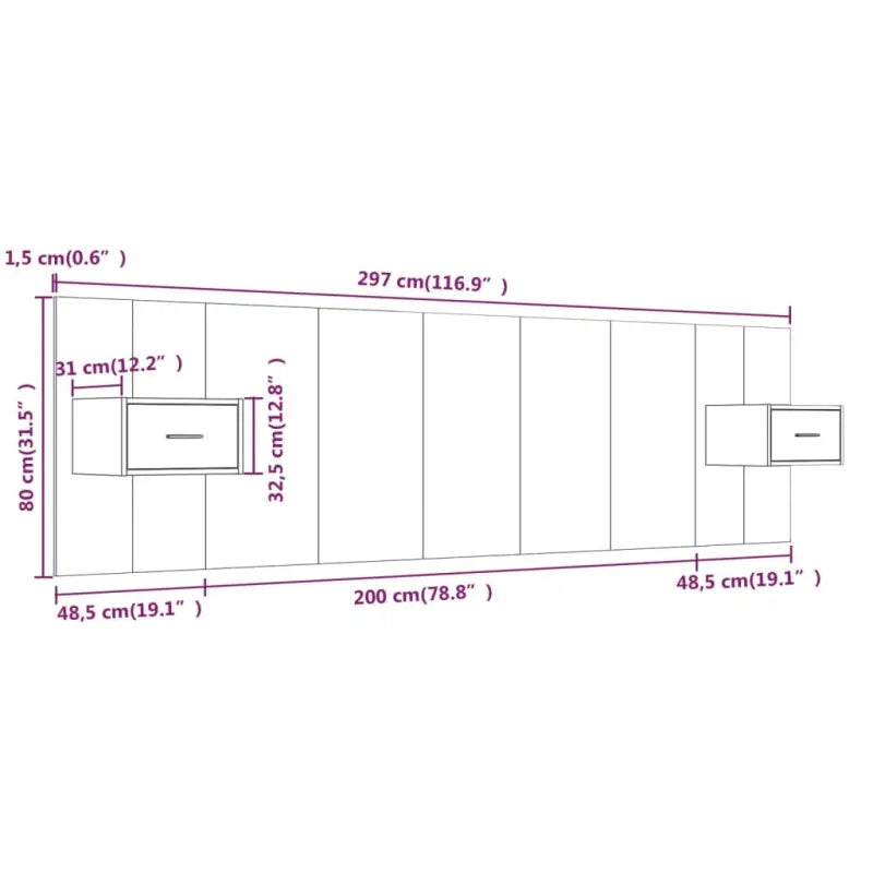 Bewerk hout hoofdborden en voetborden met kastjes voor een klassieke uitstraling - Gerookt eiken / 1 / 1 lade