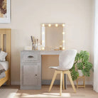 Bewerk hout kaptafel met spiegel en LED-verlichting voor de slaapkamer - Betongrijs / 1 - Slaapkamerkaptafels