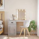 Bewerk hout kaptafel met spiegel en LED-verlichting voor de slaapkamer - Grijs sonoma / 1 - Slaapkamerkaptafels