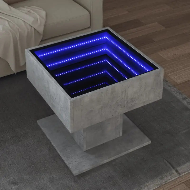 Bewerk hout salontafel met LED-Infinity Spiegel voor elke ruimte - Betongrijs / 1 / 50 cm - Salontafels