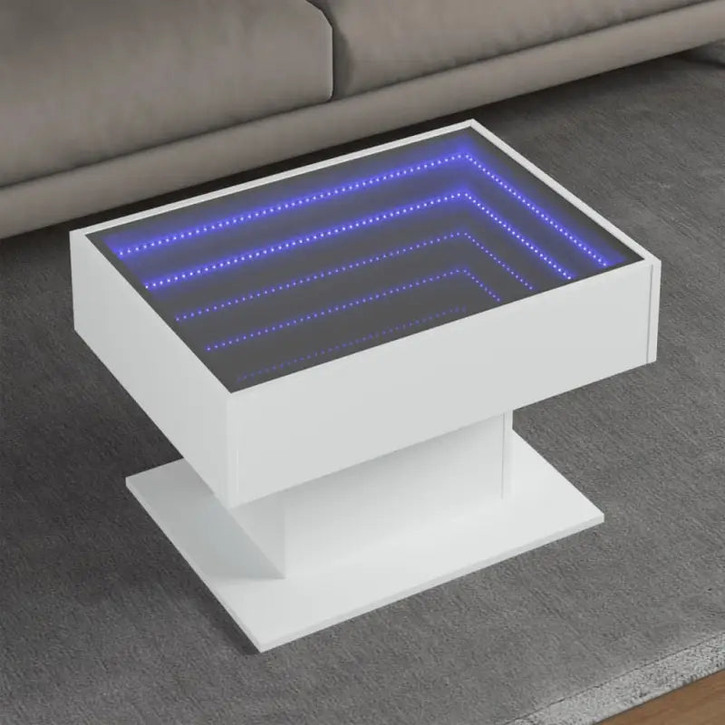 Bewerk hout salontafel met LED-Infinity Spiegel voor elke ruimte - Wit / 1 / 70 cm - Salontafels